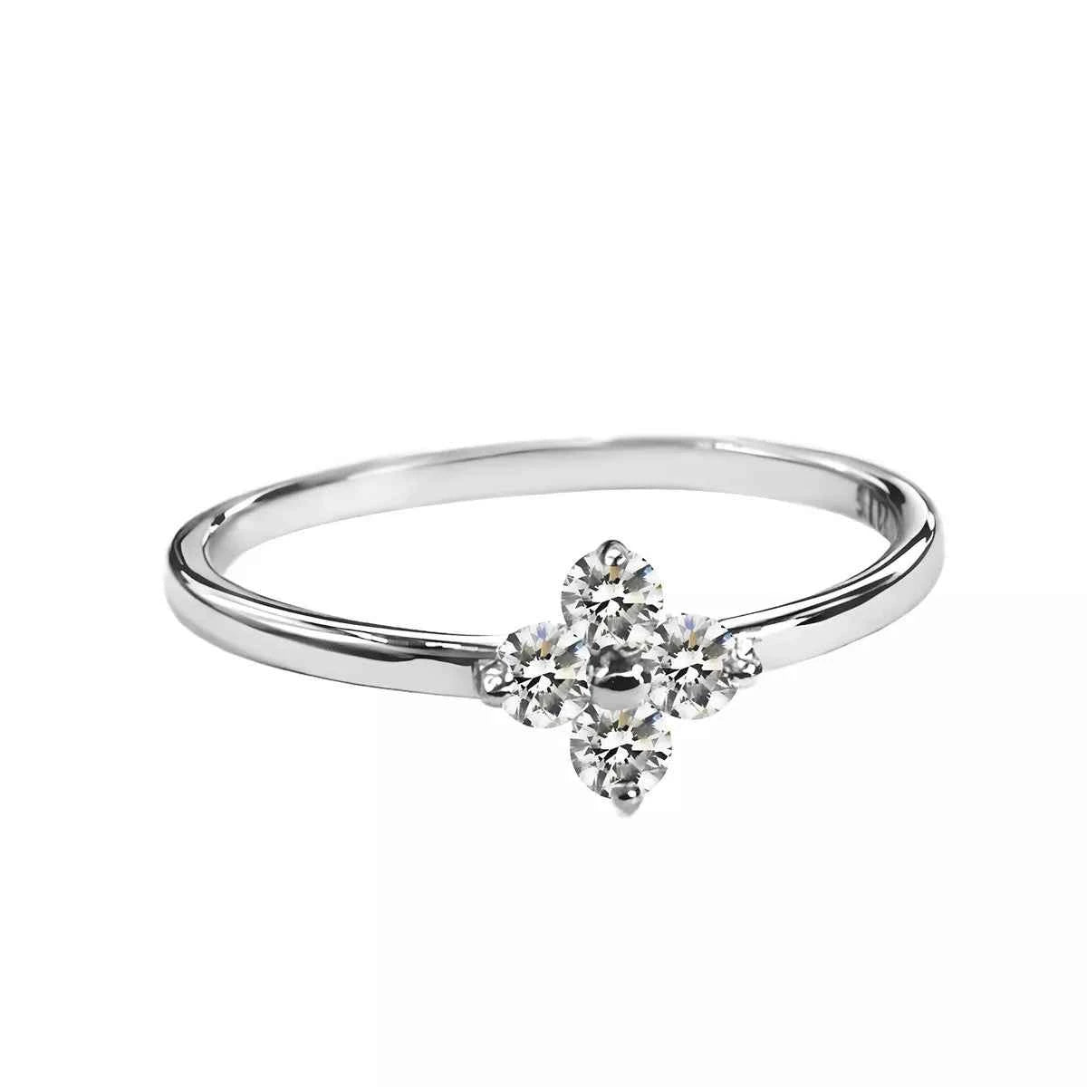 925 Sterling Silver Four-Leaf Clover Ring