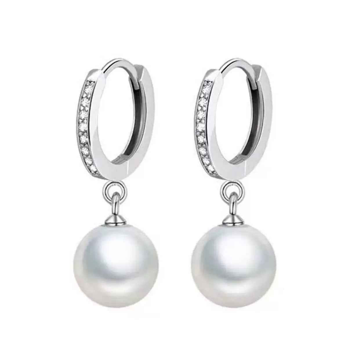 Pearl Drop Hoop Earrings