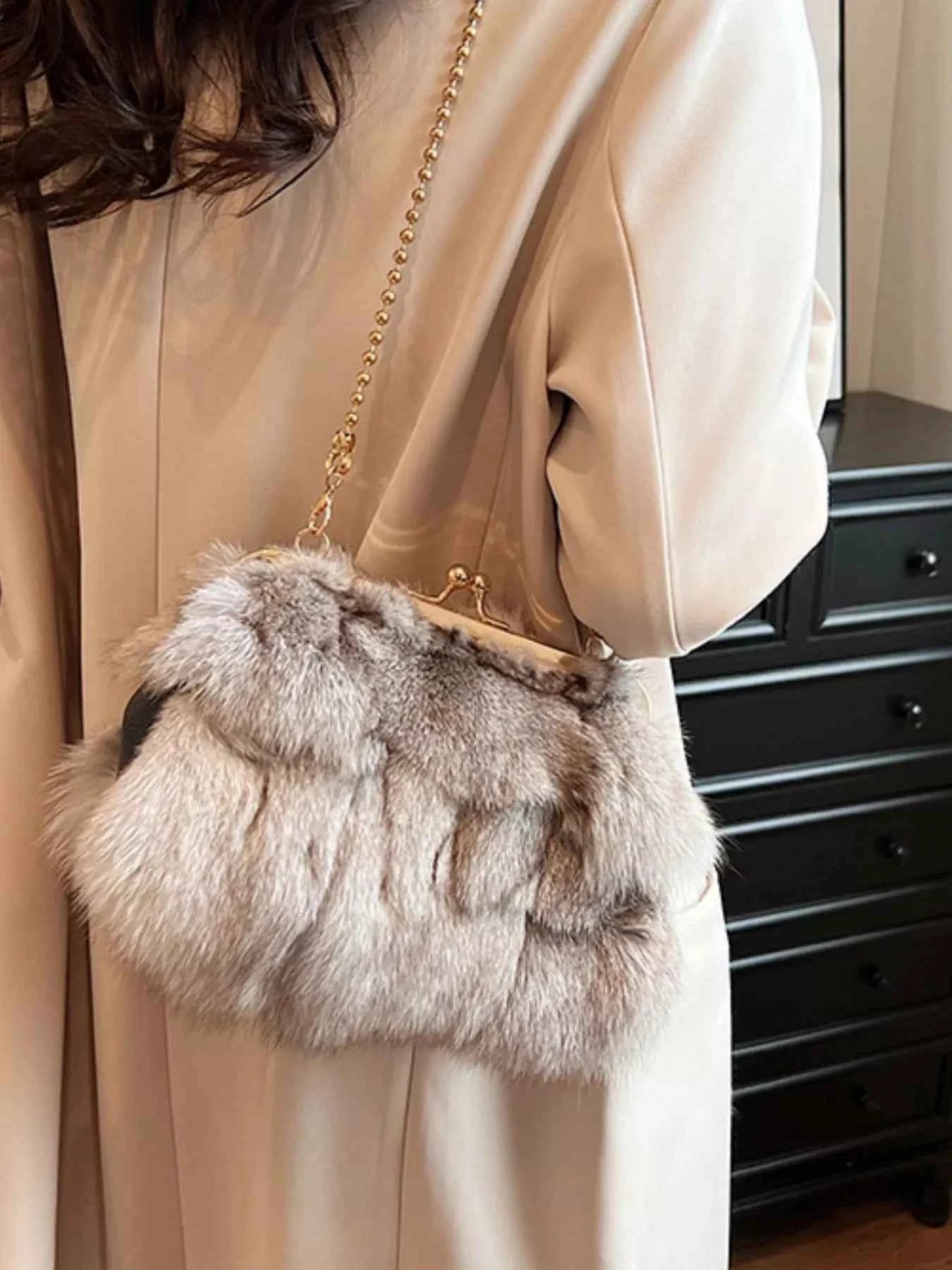 Furry Chain Crossbody Bag