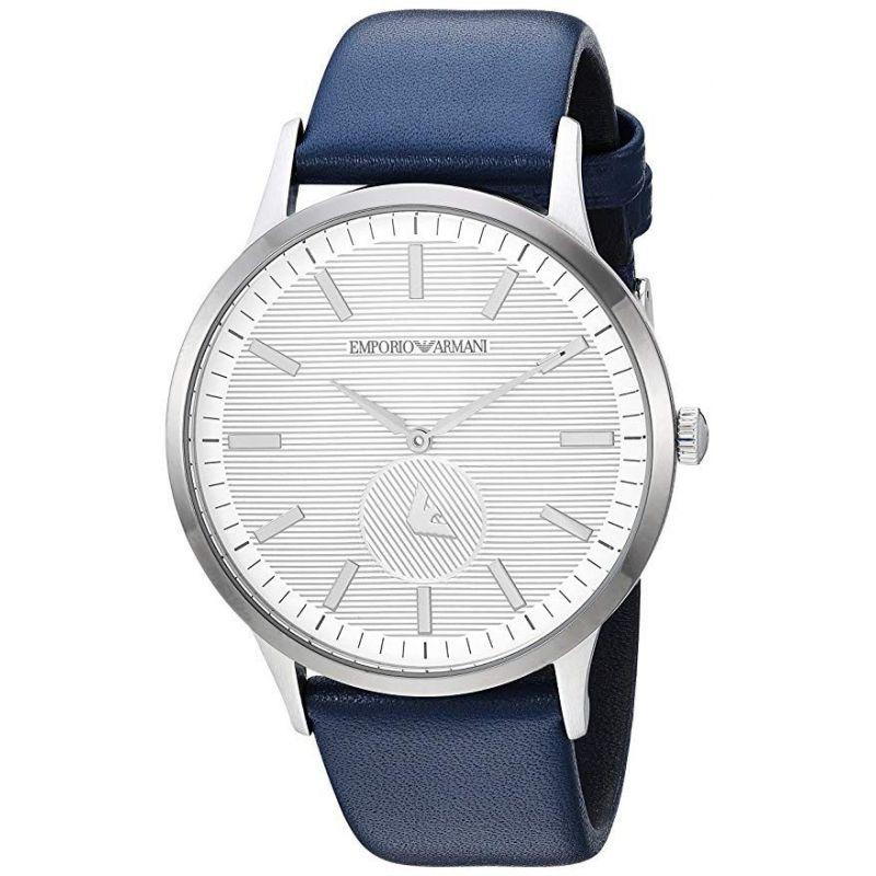 Emporio Armani Renato White Dial Blue Leather Strap Watch For Men Ar11119 -korean beauty