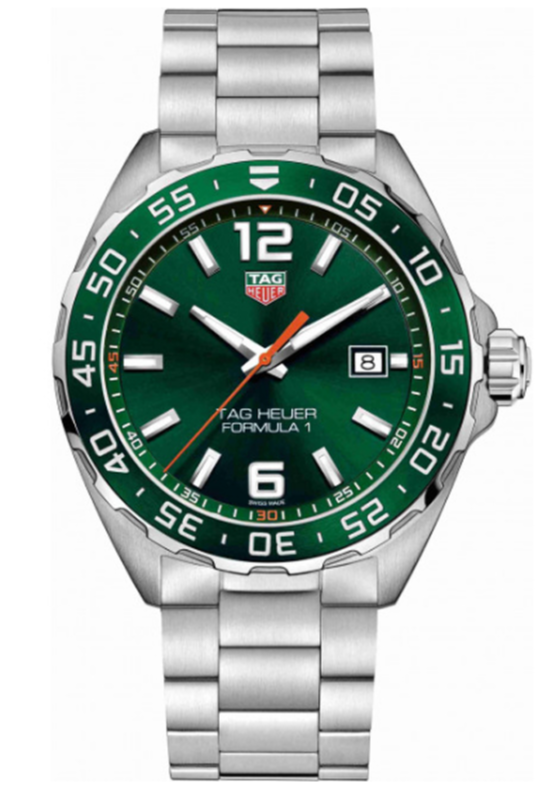 Tag Heuer Formula 1 Men S Quartz Swiss Made Silver Stainless Steel Green Dial 43mm Watch Waz1017 Ba0842 -korean beauty