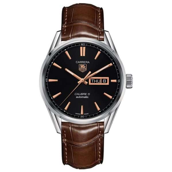 Tag Heuer Carrera Automatic Black Dial Brown Leather Strap Watch For Men War201c Fc6291 -korean beauty