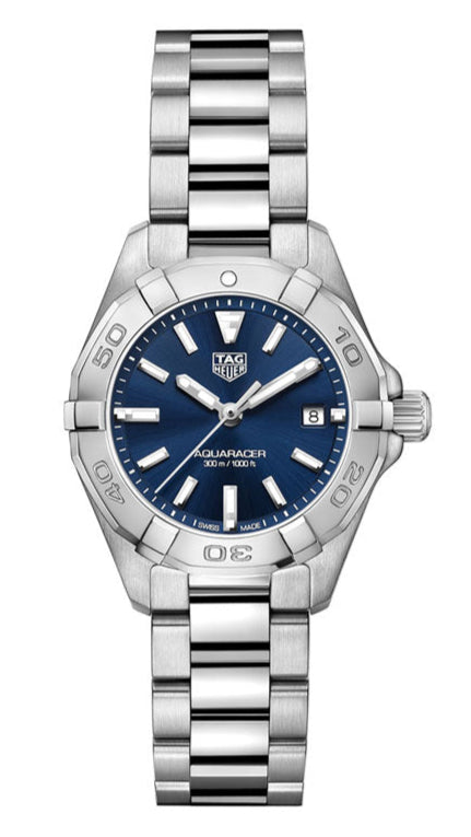 Tag Heuer Aquaracer Blue Dial Silver Steel Strap Watch For Women Wbd1412 Ba0741 -korean beauty