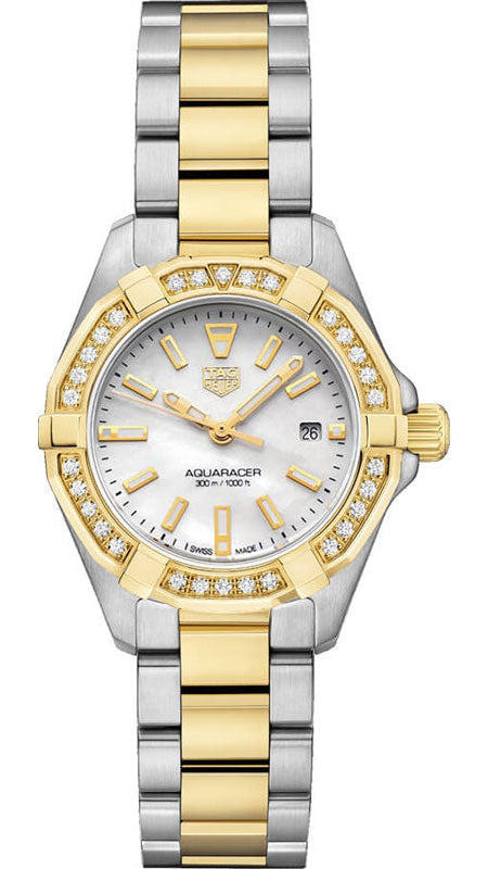 Tag Heuer Aquaracer Diamonds Mother Of Pearl Dial Two Tone Steel Strap Watch For Women Wbd1421 Bb0321 -korean beauty