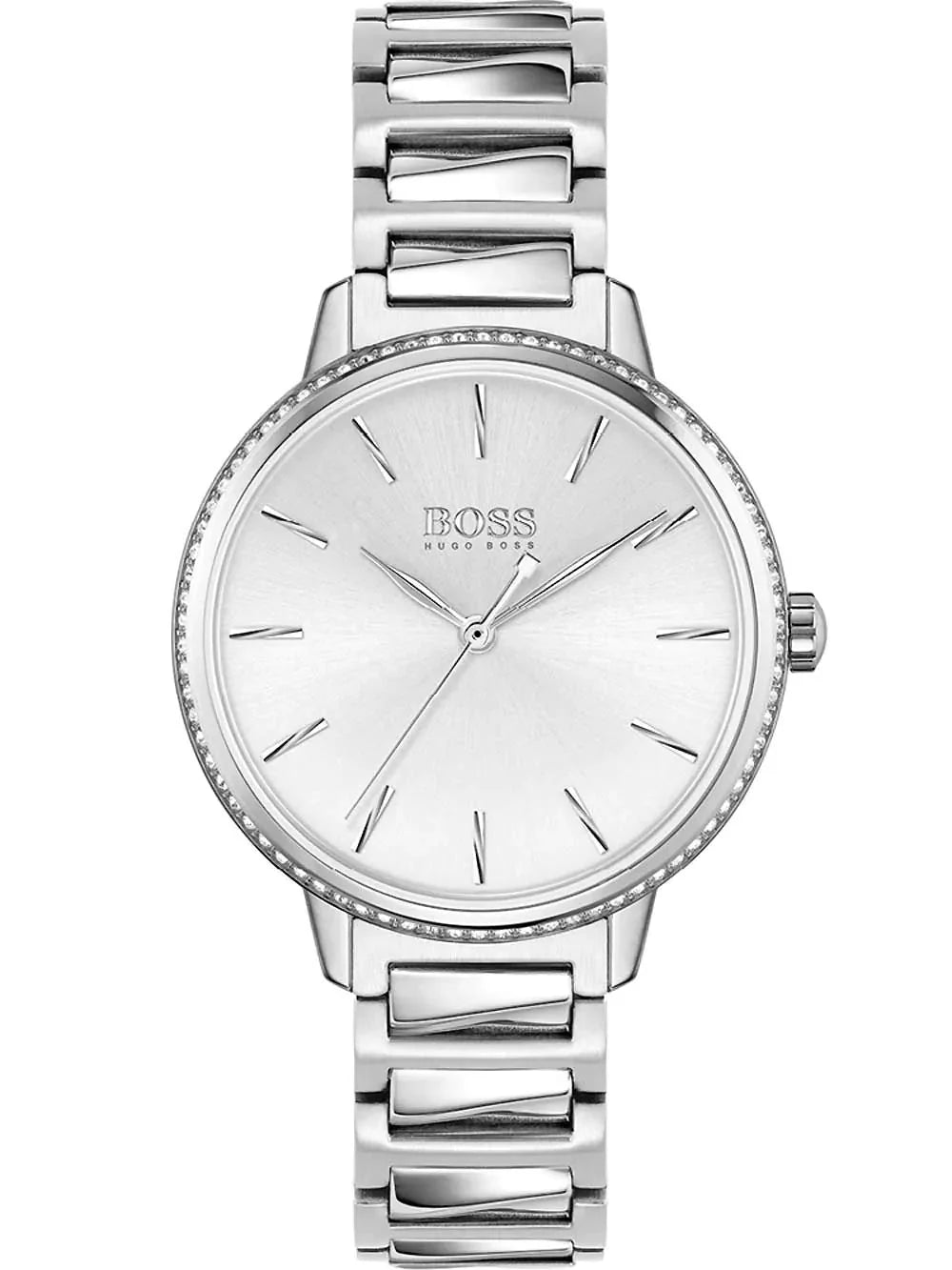 Hugo Boss Womens 1502539 Signature Silver Tone Stainless Steel Watch -korean beauty