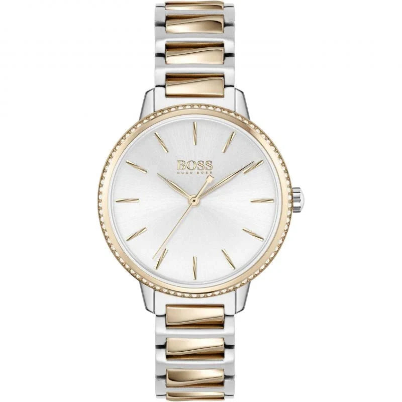 Hugo Boss Womens 1502567 Signature Two Tone Stainless Steel Watch -korean beauty