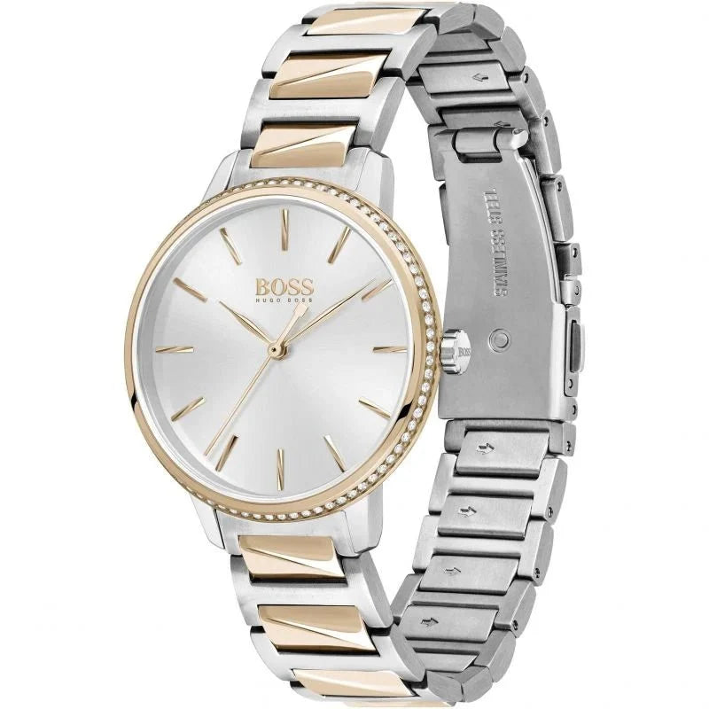 Hugo Boss Womens 1502567 Signature Two Tone Stainless Steel Watch -korean beauty