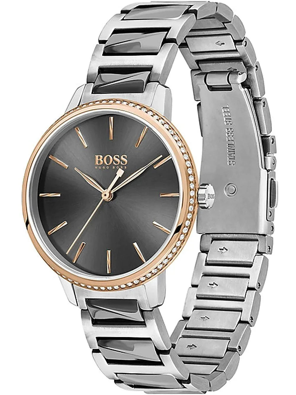 Hugo Boss Womens 1502569 Signature Two Tone Stainless Steel Watch -korean beauty