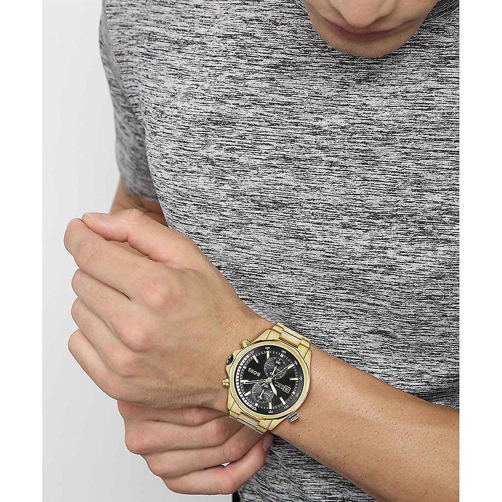 Hugo Boss Mens 1513932 Chronograph Gold Tone Stainless Steel Watch -korean beauty