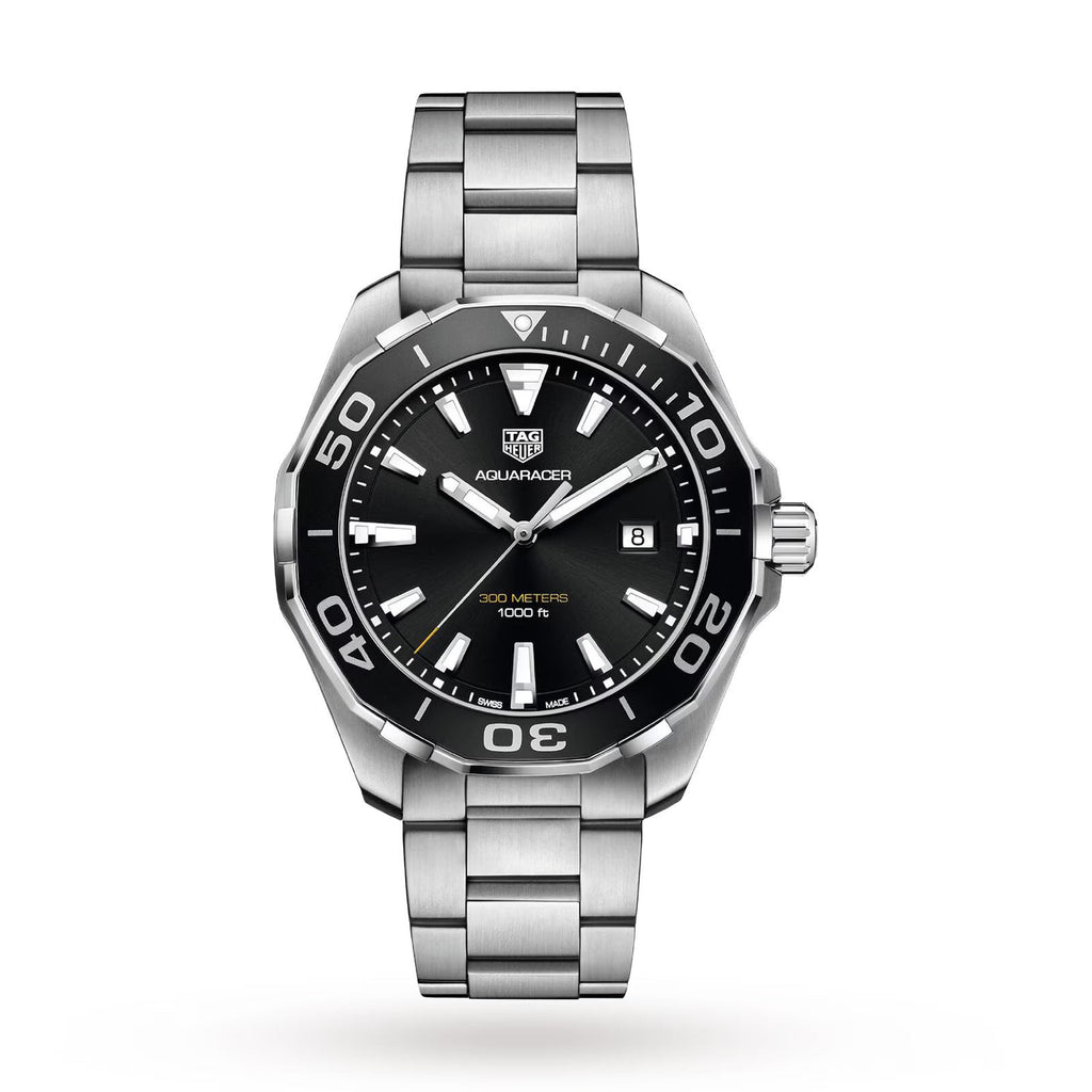Tag Heuer Aquaracer Quartz Black Dial Stainless Steel Mens Watch Way101a Ba0746 -korean beauty