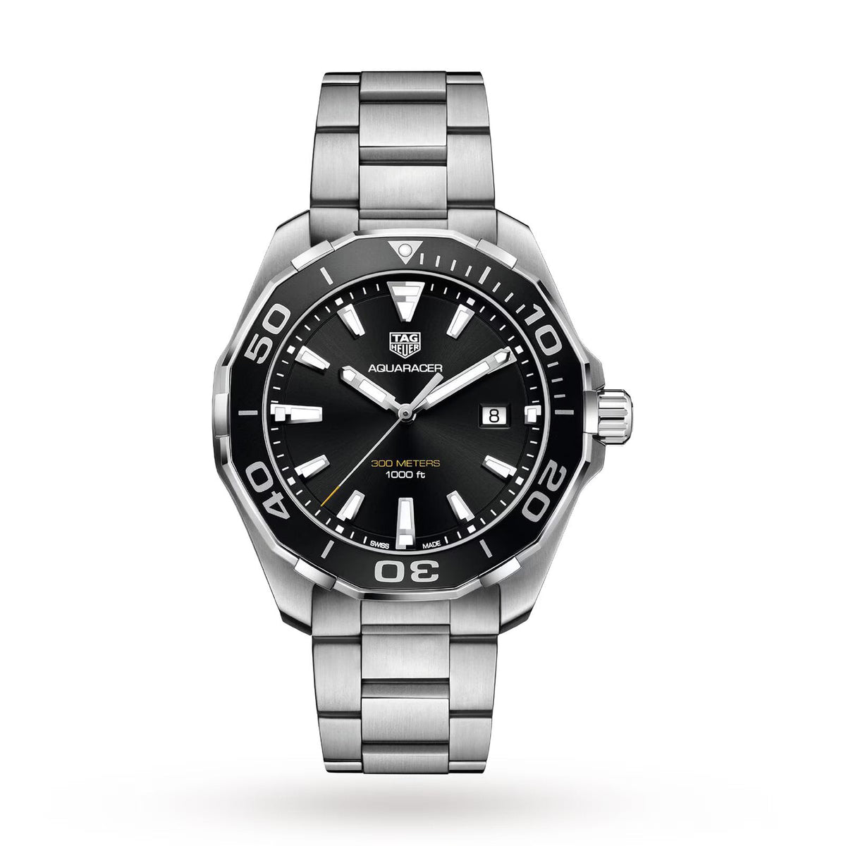 Tag Heuer Aquaracer Quartz Black Dial Stainless Steel Mens Watch Way101a Ba0746 -korean beauty