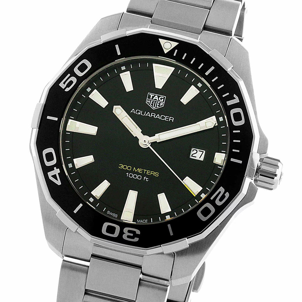 Tag Heuer Aquaracer Quartz Black Dial Stainless Steel Mens Watch Way101a Ba0746 -korean beauty