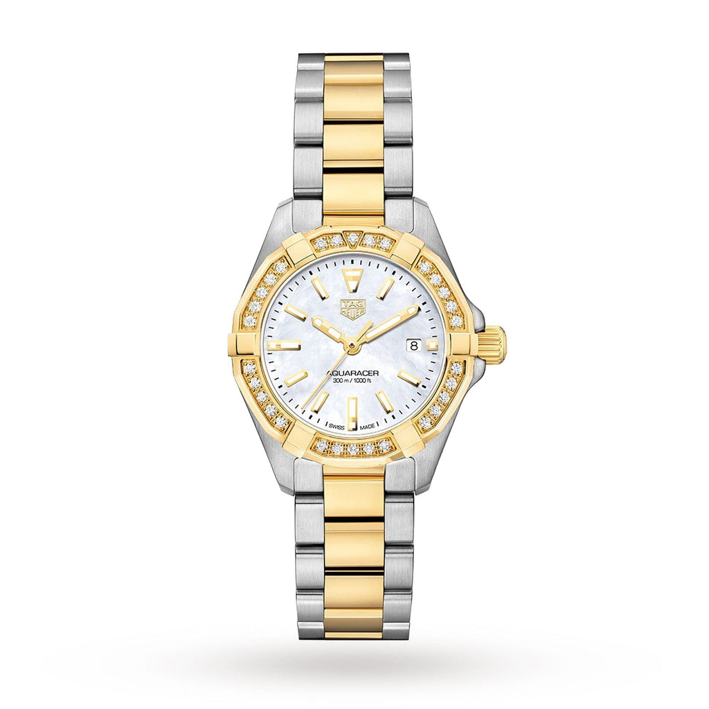 Tag Heuer Aquaracer Diamonds Mother Of Pearl Dial Two Tone Steel Strap Watch For Women Wbd1421 Bb0321 -korean beauty