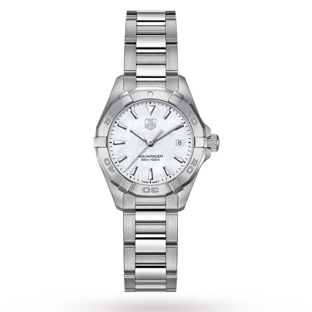 Tag Heuer Aquaracer Quartz Mother Of Pearl White Dial Silver Steel Strap Watch For Women Wbd1411 Ba0741 -korean beauty