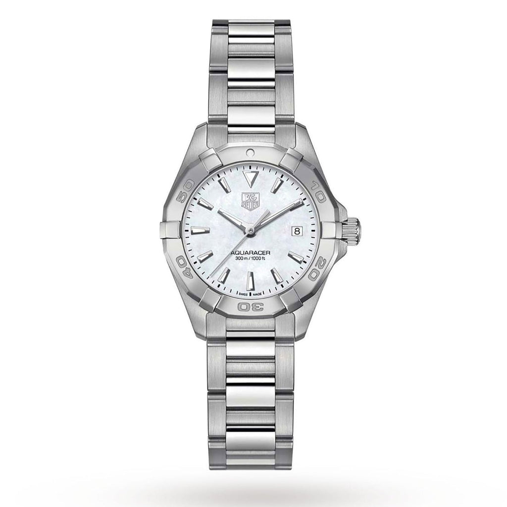 Tag Heuer Aquaracer Mother Of Pearl Dial Silver Steel Strap Watch For Women Wbd131a Ba0748 -korean beauty