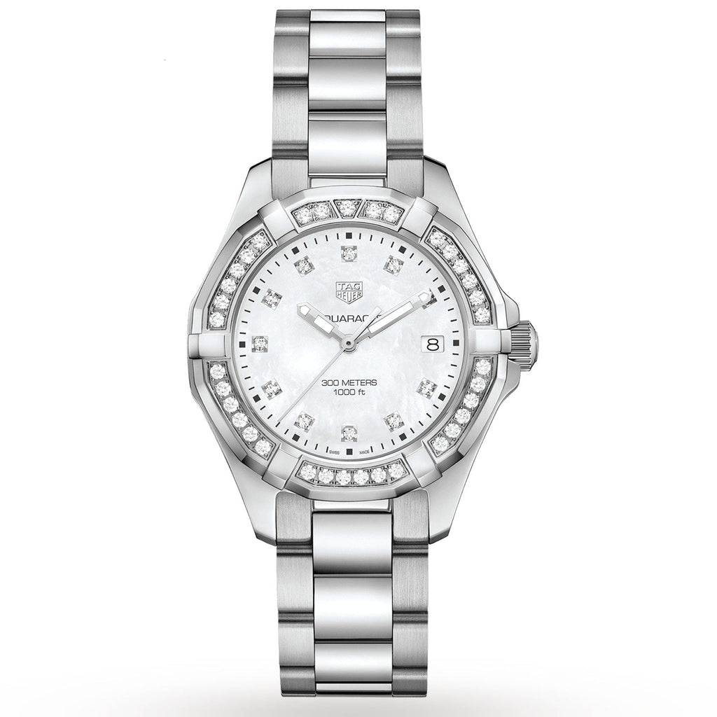 Tag Heuer Aquaracer Diamonds Mother Of Pearl White Dial Silver Steel Strap Watch For Women Wbd131c Ba0748 -korean beauty