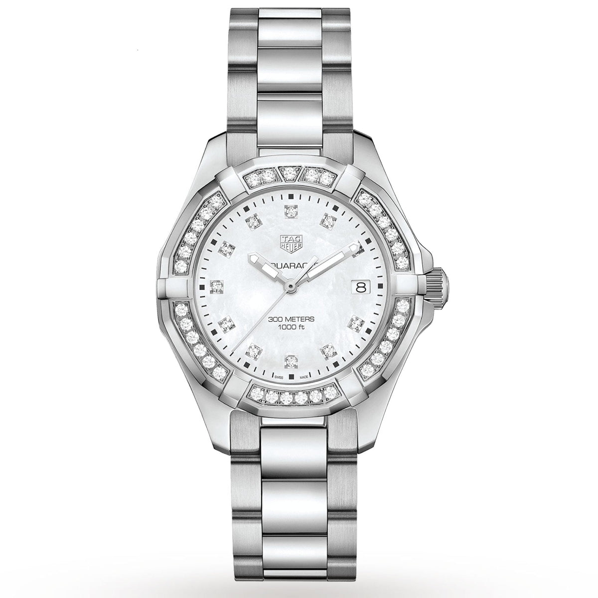 Tag Heuer Aquaracer Diamonds Mother Of Pearl White Dial Silver Steel Strap Watch For Women Wbd131c Ba0748 -korean beauty