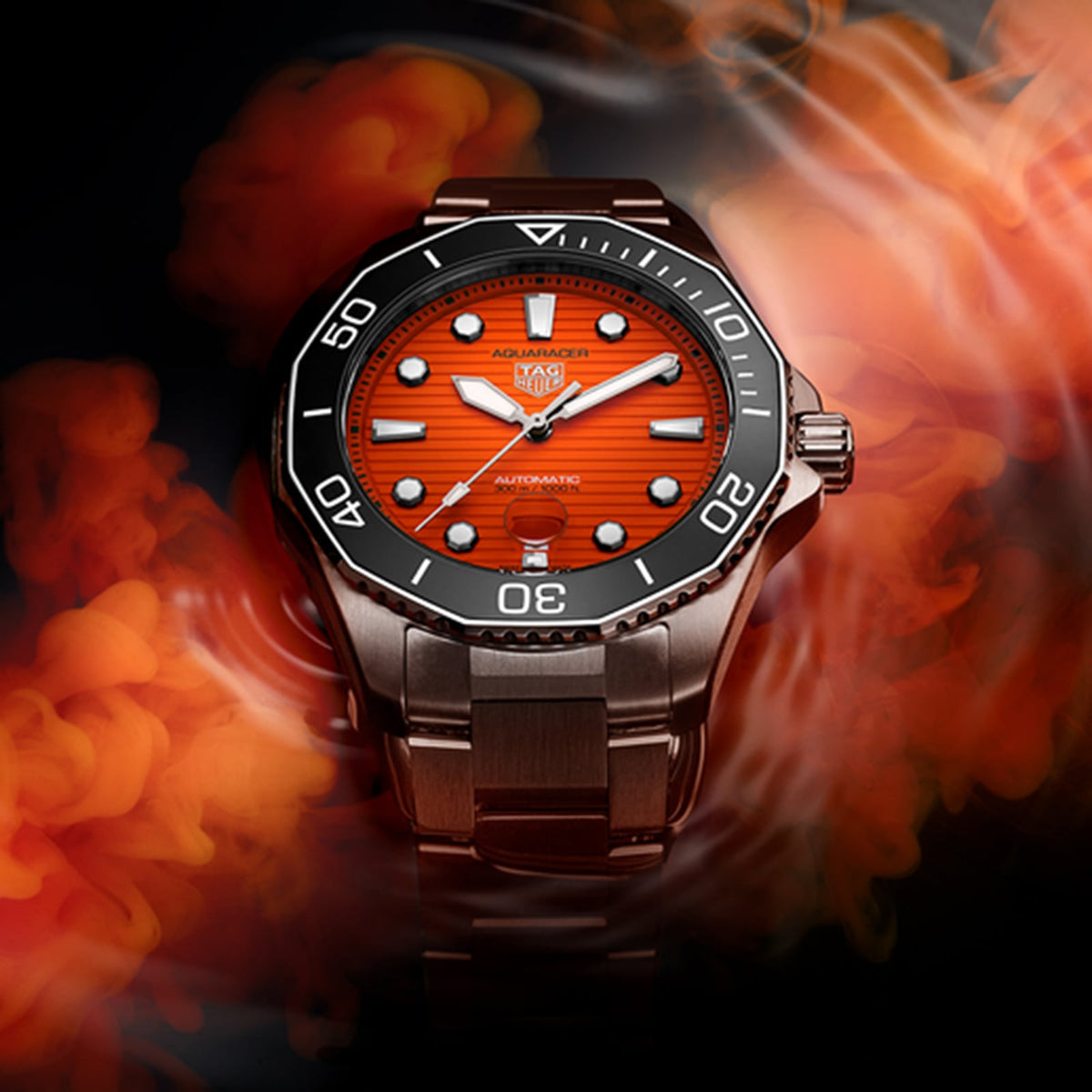 Tag Heuer Aquaracer Professional 300 43mm Orange Diver Mens Watch -korean beauty