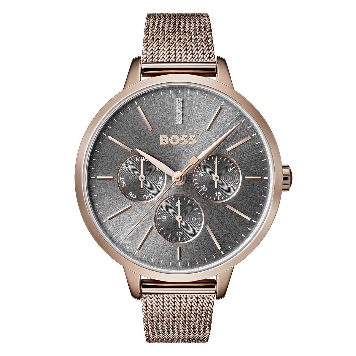 Hugo Boss Womens 1502424 Symphony Gold Tone Mesh Bracelet Watch -korean beauty