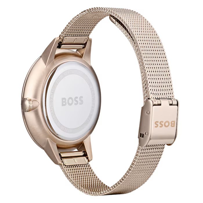 Hugo Boss Womens 1502424 Symphony Gold Tone Mesh Bracelet Watch -korean beauty