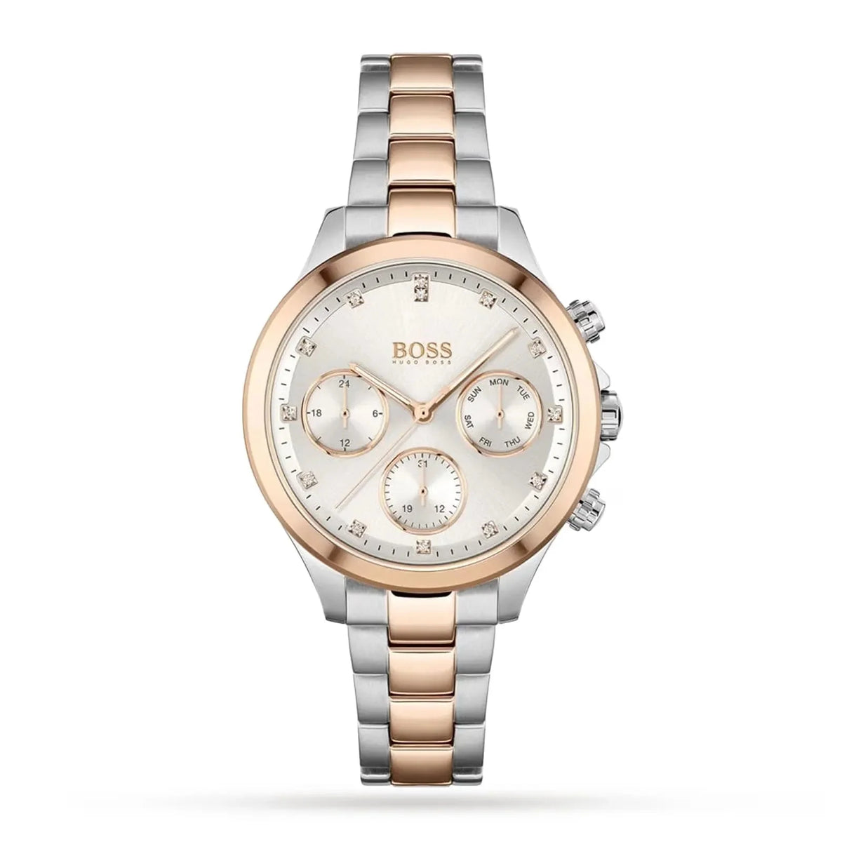 Hugo Boss Womens 1502564 Pandora Two Tone Stainless Steel Watch With Rose Gold Accents -korean beauty