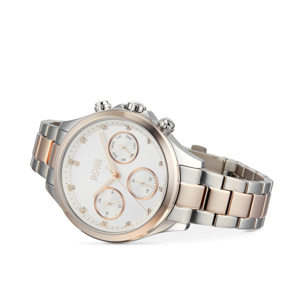 Hugo Boss Womens 1502564 Pandora Two Tone Stainless Steel Watch With Rose Gold Accents -korean beauty