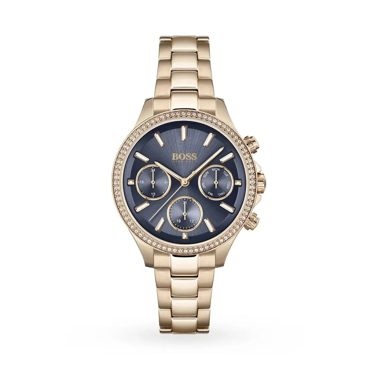 Hugo Boss Womens 1502566 Pandora Gold Tone Stainless Steel Watch With Blue Dial -korean beauty