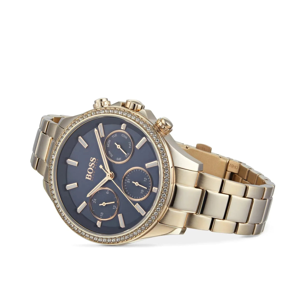 Hugo Boss Womens 1502566 Pandora Gold Tone Stainless Steel Watch With Blue Dial -korean beauty