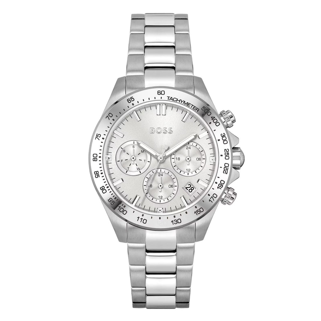 Hugo Boss Mens 1502616 Chronograph Stainless Steel Watch With Silver Dial -korean beauty