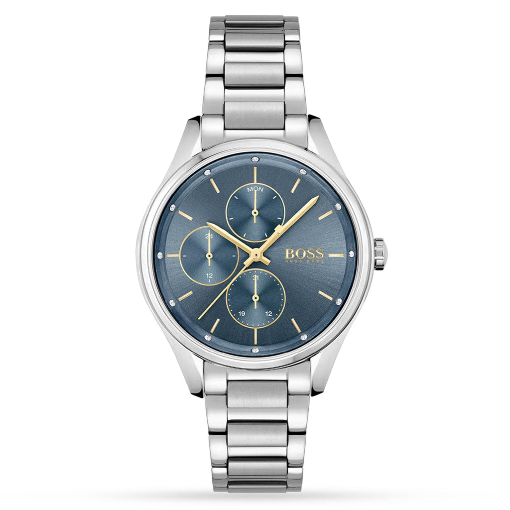 Hugo Boss Womens 1502583 Grand Course Stainless Steel Blue Dial Watch -korean beauty