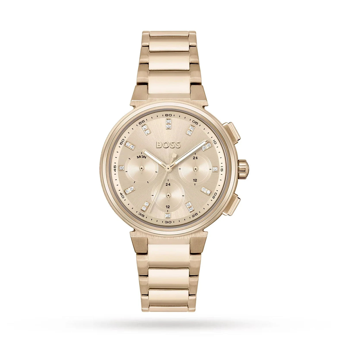Hugo Boss Womens 1502592 Pandora Gold Tone Stainless Steel Watch With Black Dial -korean beauty