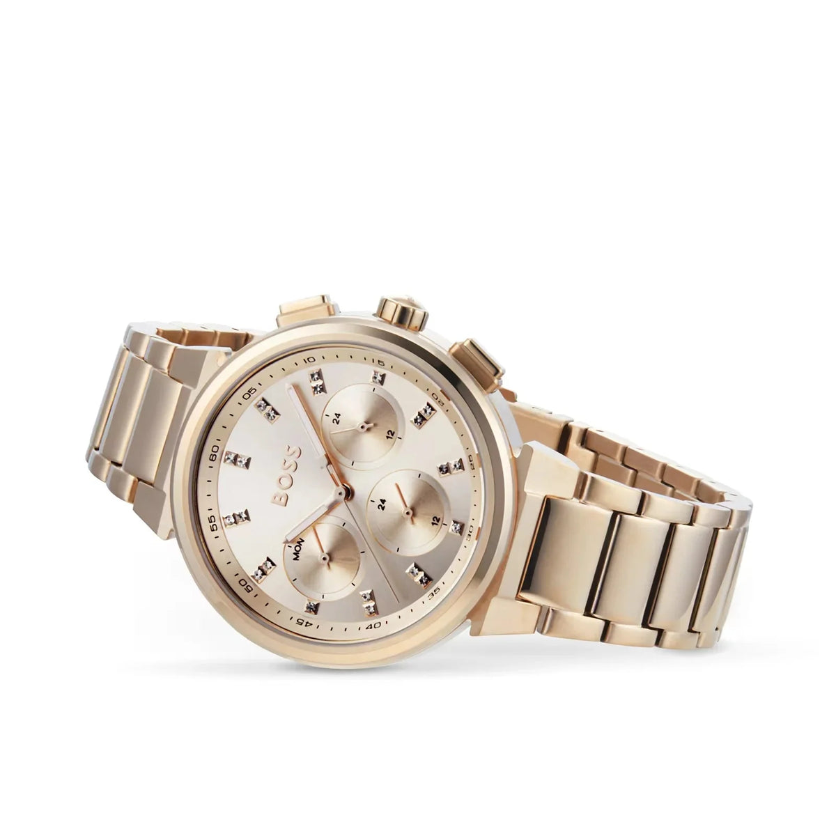 Hugo Boss Womens 1502592 Pandora Gold Tone Stainless Steel Watch With Black Dial -korean beauty