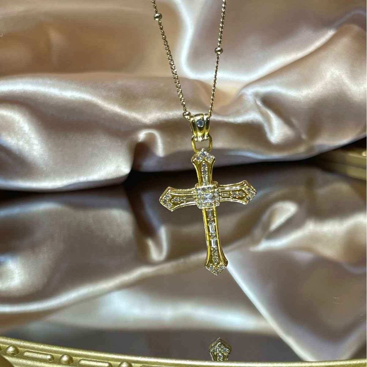 18K Gold-Plated Cross Pendant Necklace