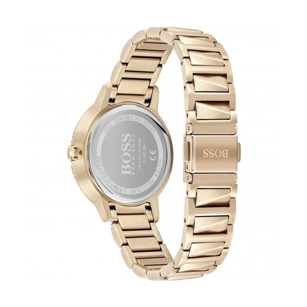 Hugo Boss Womens 1502540 Signature Rose Gold Tone Stainless Steel Watch -korean beauty