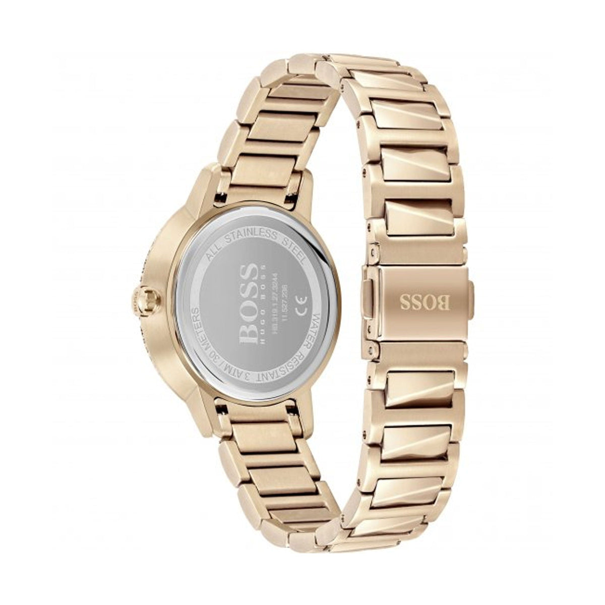 Hugo Boss Womens 1502540 Signature Rose Gold Tone Stainless Steel Watch -korean beauty