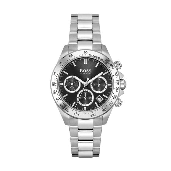 Hugo Boss Mens 1502614 Chronograph Stainless Steel Watch With Black Dial -korean beauty