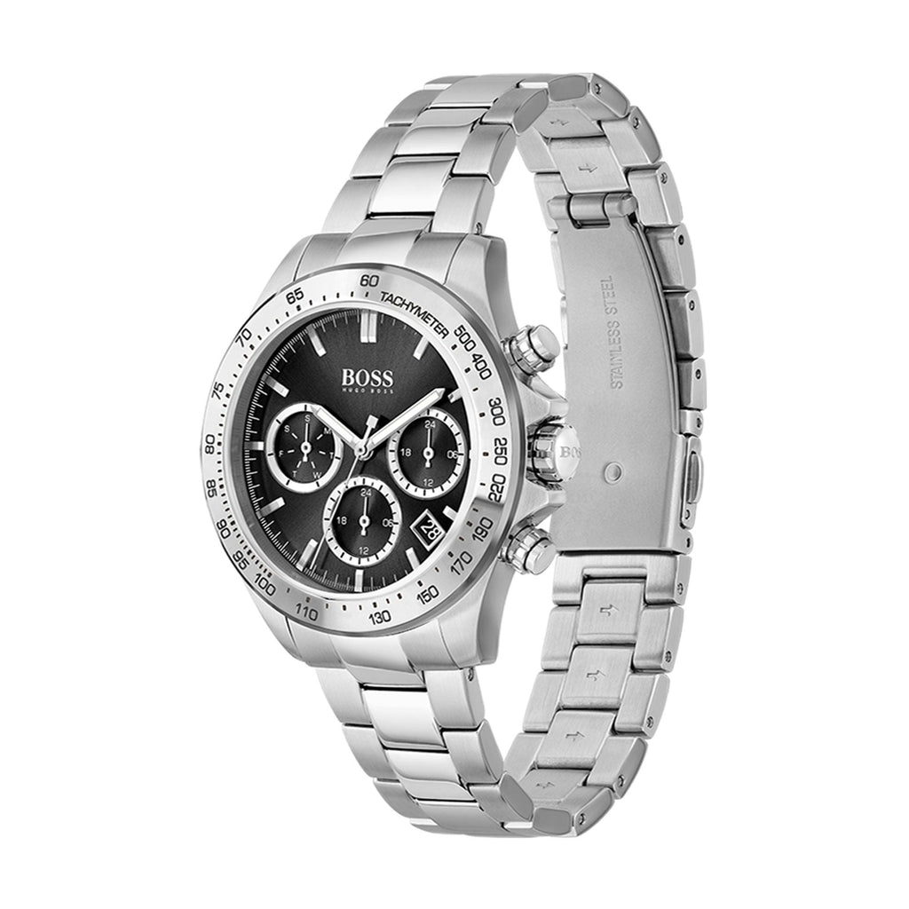 Hugo Boss Mens 1502614 Chronograph Stainless Steel Watch With Black Dial -korean beauty