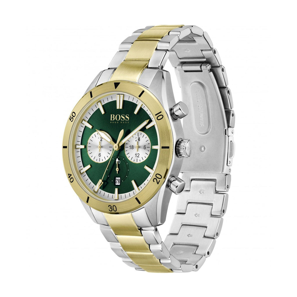 Hugo Boss Mens 1513872 Santiago Chronograph Green Dial Watch -korean beauty