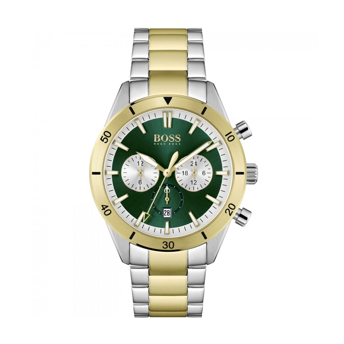Hugo Boss Mens 1513872 Santiago Chronograph Green Dial Watch -korean beauty