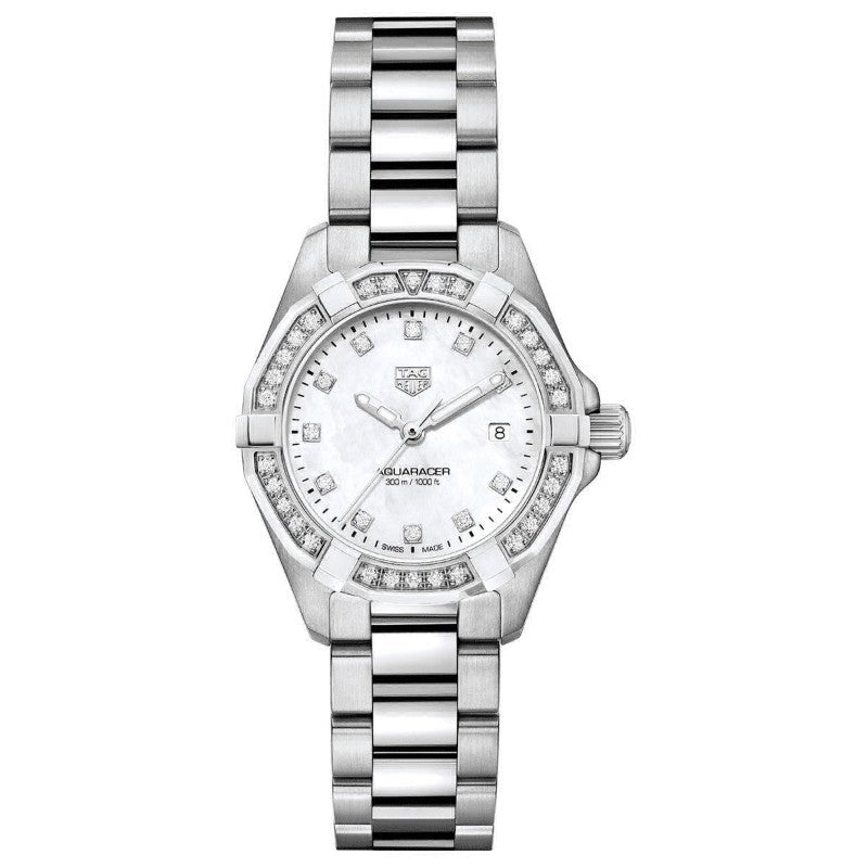 Tag Heuer Aquaracer Diamonds Mother Of Pearl White Dial Silver Steel Strap Watch For Women Wbd131c Ba0748 -korean beauty