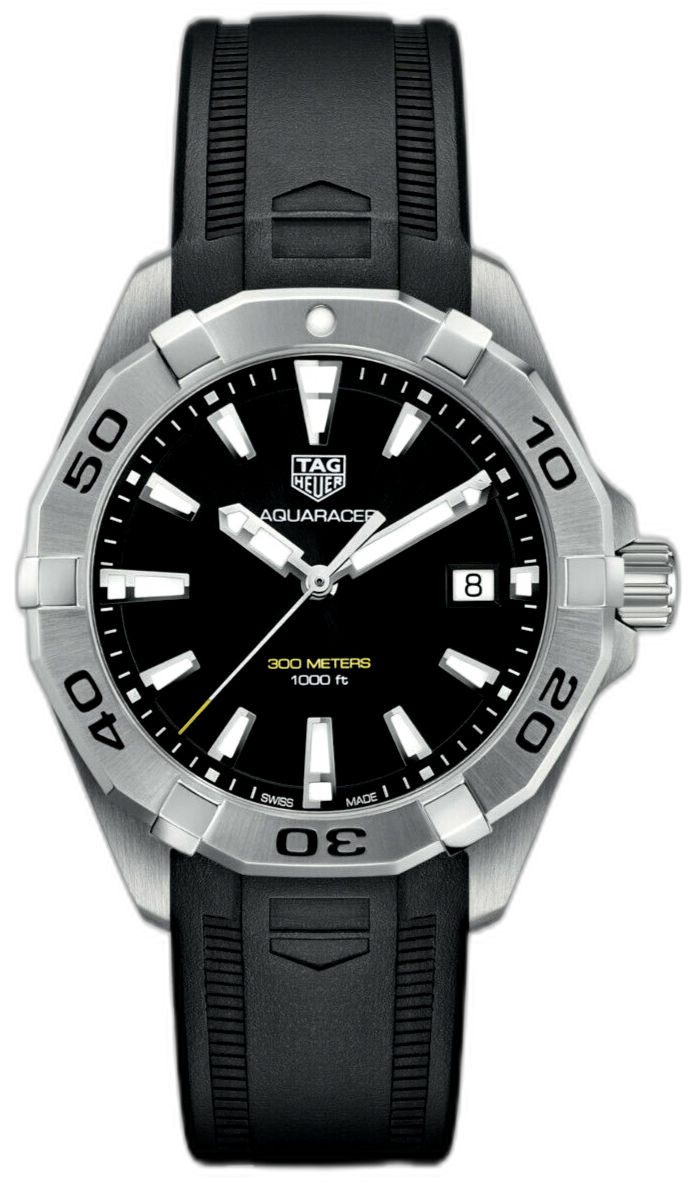Tag Heuer Aquaracer Quartz Black Dial Black Rubber Strap Watch For Men Wbd1110 Ft8021 -korean beauty