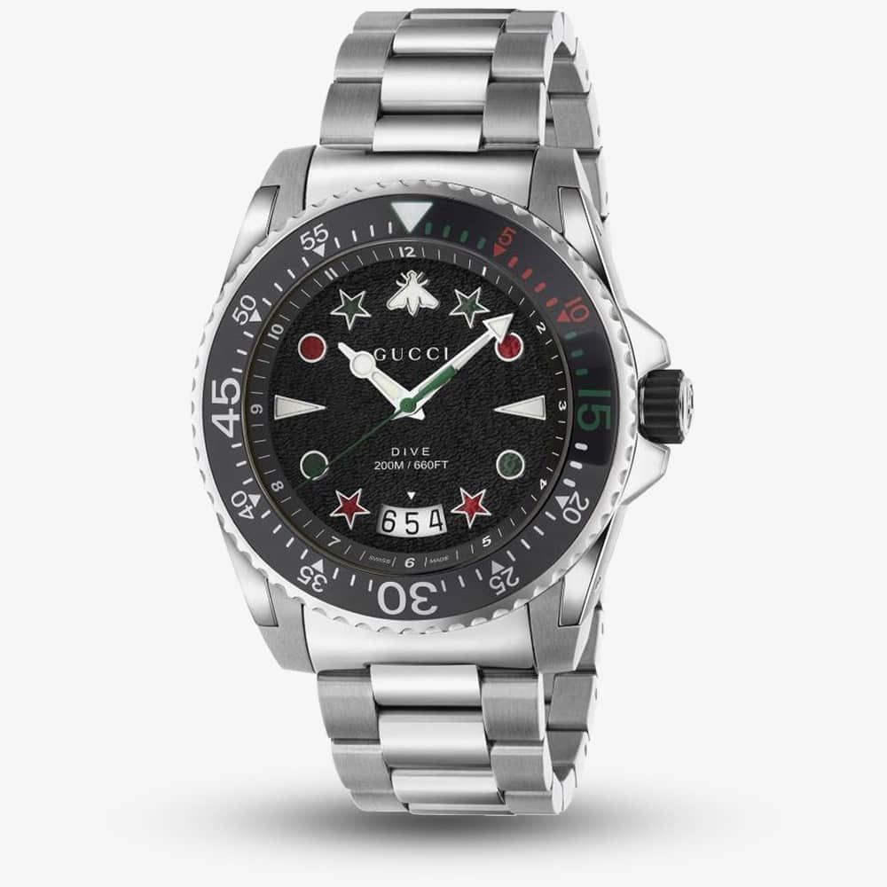 Gucci Mens Dive Steel Bracelet Watch Ya136221 -korean beauty