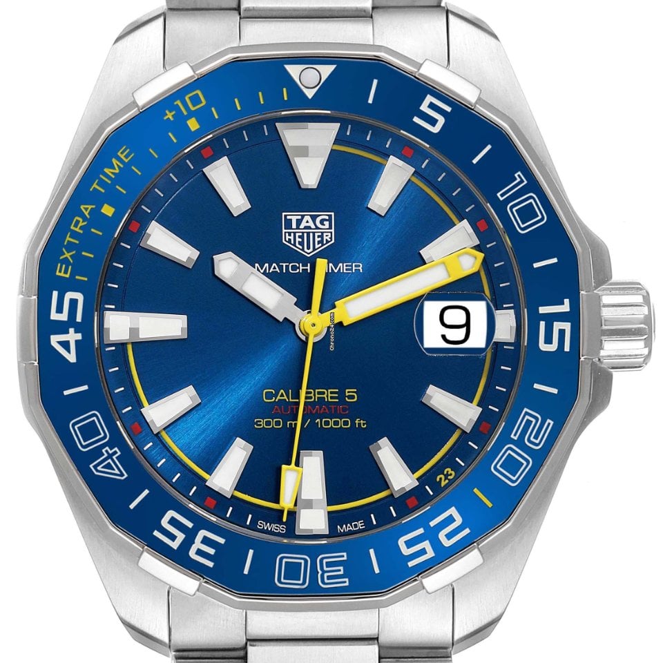 Tag Heuer Aquaracer Caliber 5 Match Timer Shinji Kagawa Edition Blue Dial Silver Steel Strap Watch For Men Way201h Ba0927 -korean beauty