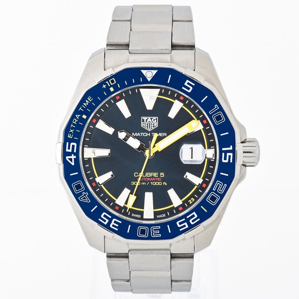 Tag Heuer Aquaracer Caliber 5 Match Timer Shinji Kagawa Edition Blue Dial Silver Steel Strap Watch For Men Way201h Ba0927 -korean beauty