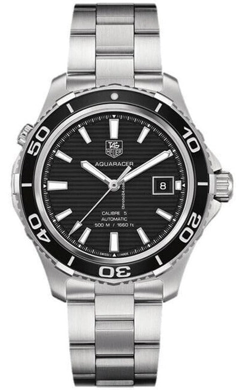 Tag Heuer Aquaracer Caliber 5 Automatic Black Dial Silver Steel Strap Watch For Men Wak2110 Ba0830 -korean beauty