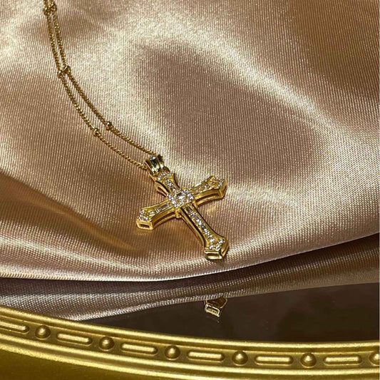 18K Gold-Plated Cross Pendant Necklace