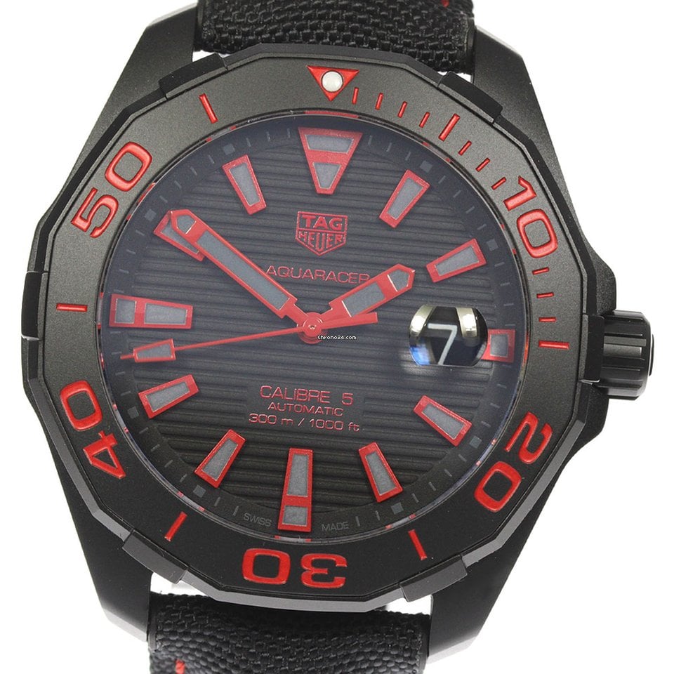 Tag Heuer Aquaracer Caliber 5 Black Dial Black Nylon Strap Watch For Men Way208a Fc6381 -korean beauty