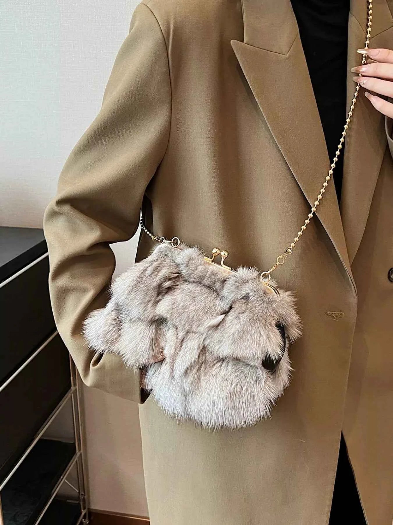 Furry Chain Crossbody Bag