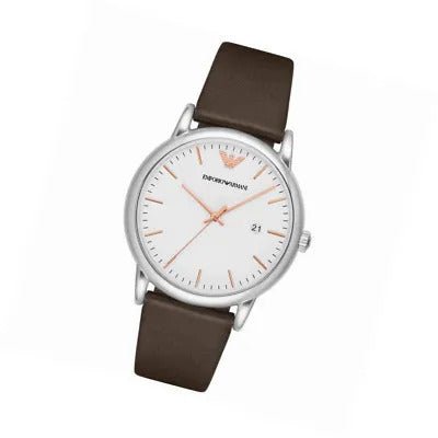 Emporio Armani Herren White Dial Brown Leather Strap Watch For Men Ar11103 -korean beauty
