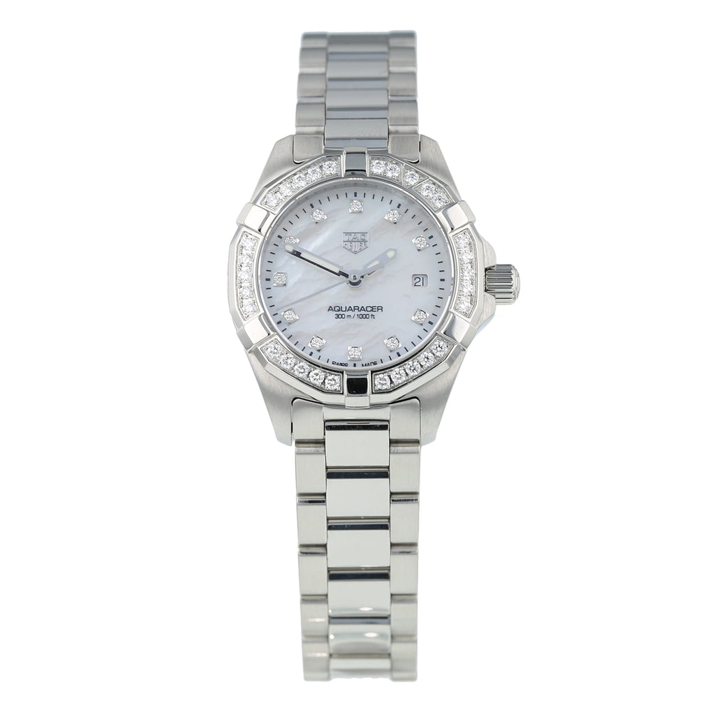 Tag Heuer Aquaracer Diamonds White Dial Silver Steel Strap Watch For Women Wbd1415 Ba0741 -korean beauty